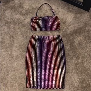 2 price stripped skirt set